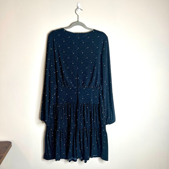 Lauren Ralph Lauren Navy Blue Polka Dot Drop Waist Ruffle Tiered Dress Sz 14 - Picture 5 of 5